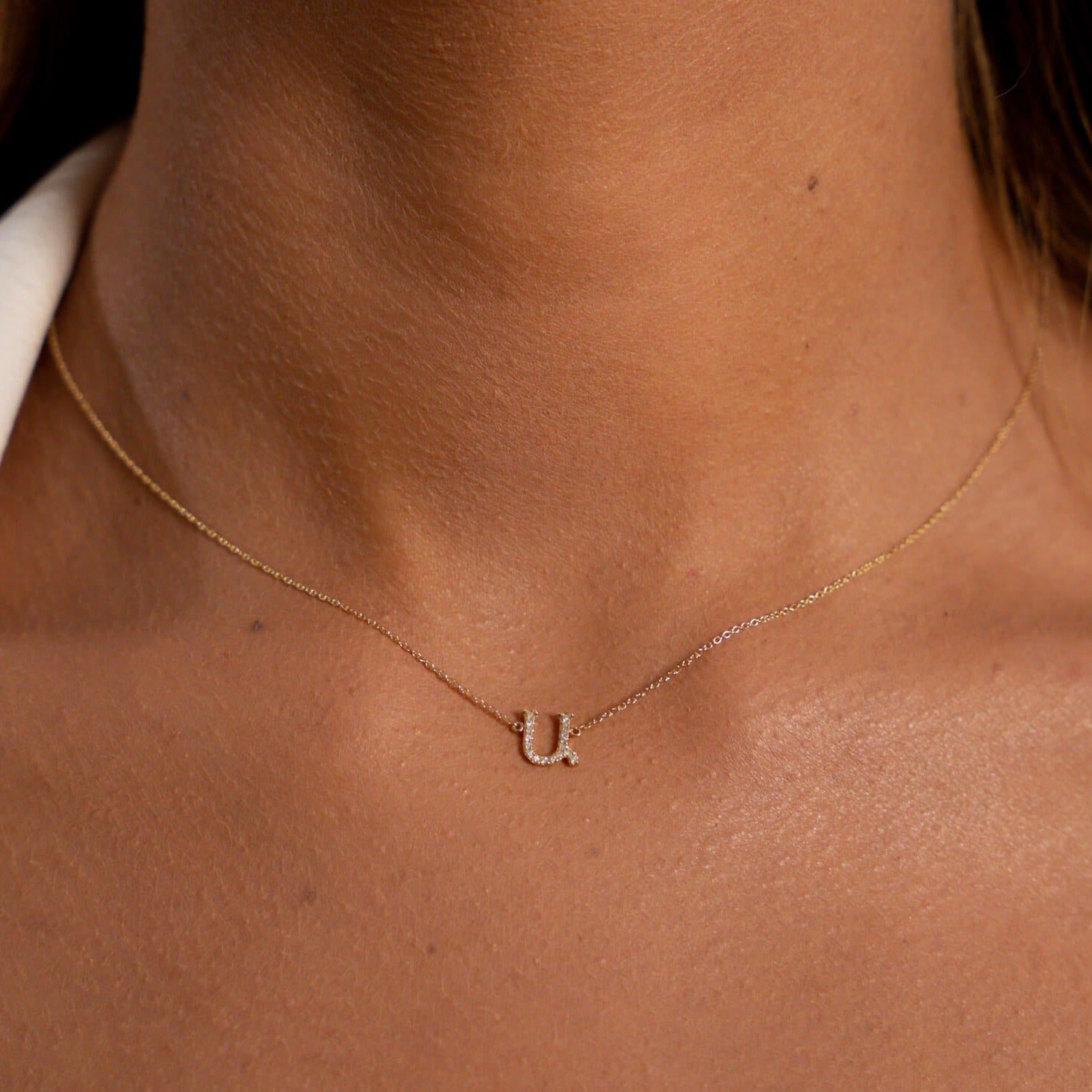 14K Diamond Armenian Initial Necklace Necklaces IceLink-CAL Ա (Ani)  